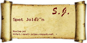 Spet Jolán névjegykártya